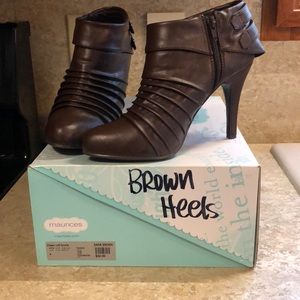 Brown heel ankle boots